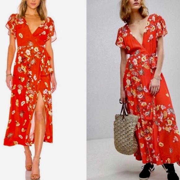 Free People Dresses & Skirts - 🎉Free People Jess Floral Wrap Maxi Dress🎉